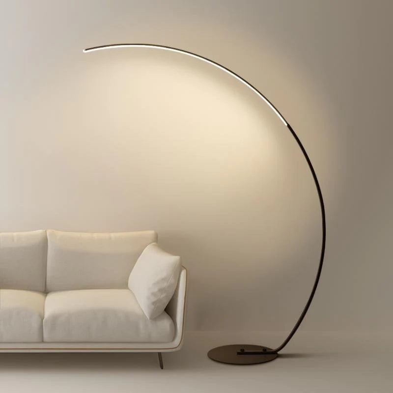 Modern Tall Black Arc Floor Lamp with Remote Control