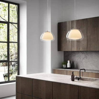 Lunévo | Elegant Hand-Blown Glass Modern Pendant Light Fixture 1