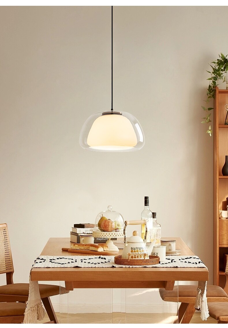 Lunévo | Elegant Hand-Blown Glass Modern Pendant Light Fixture 8