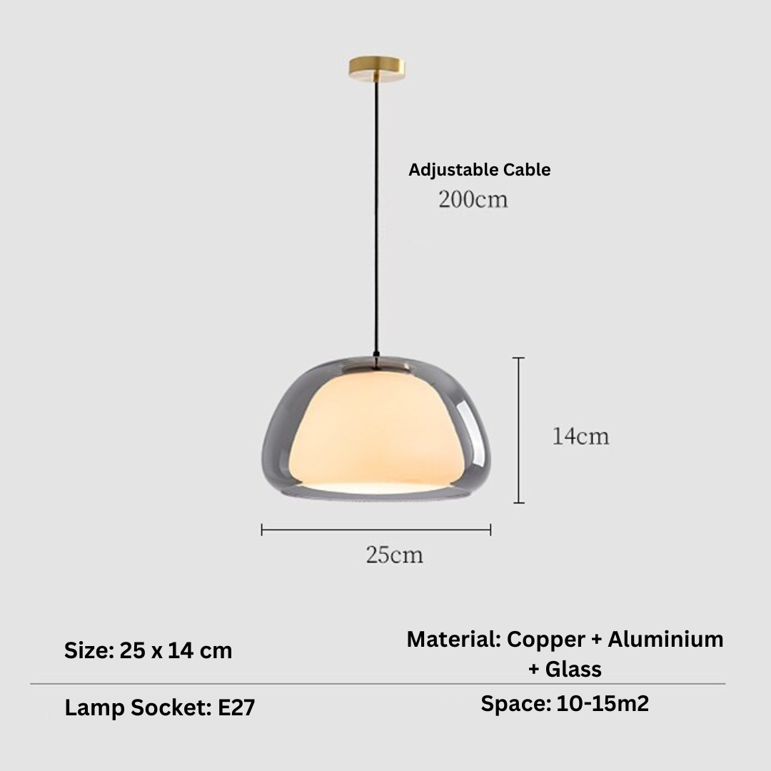 Lunévo | Elegant Hand-Blown Glass Modern Pendant Light Fixture 9