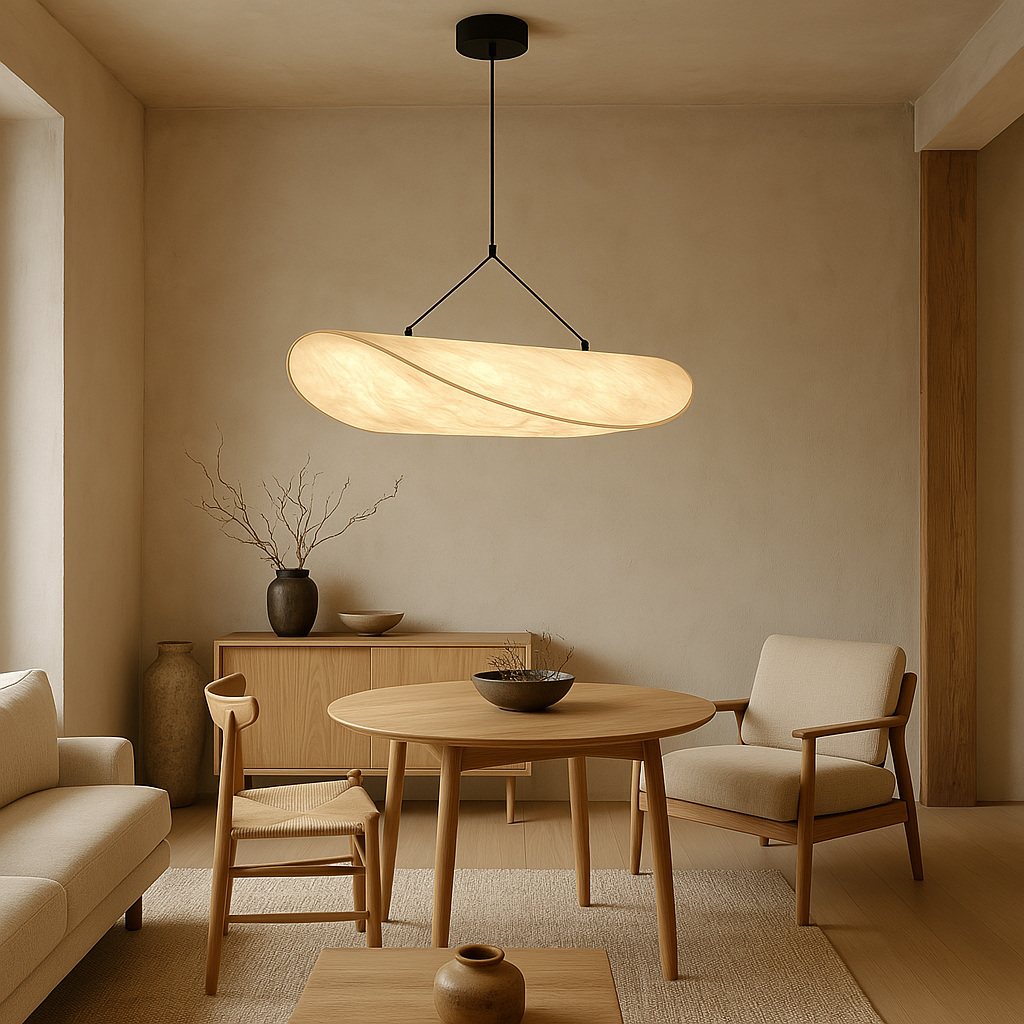 SilkAura | Elegant Black Japandi Kitchen Pendant Light Fixture 4