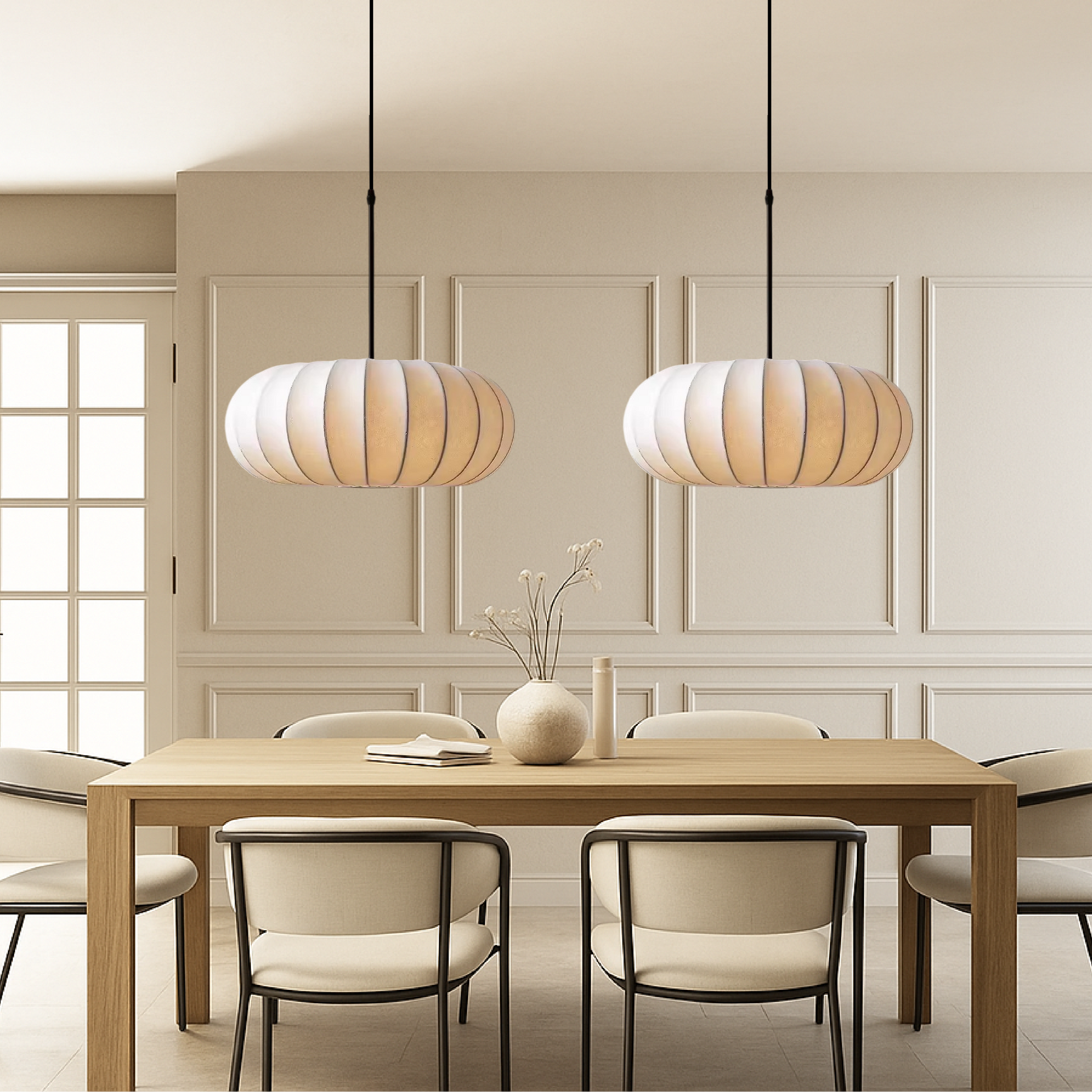 VeronaSilk | Elegant Hand-Stretched Silk Kitchen Pendant Lighting 2
