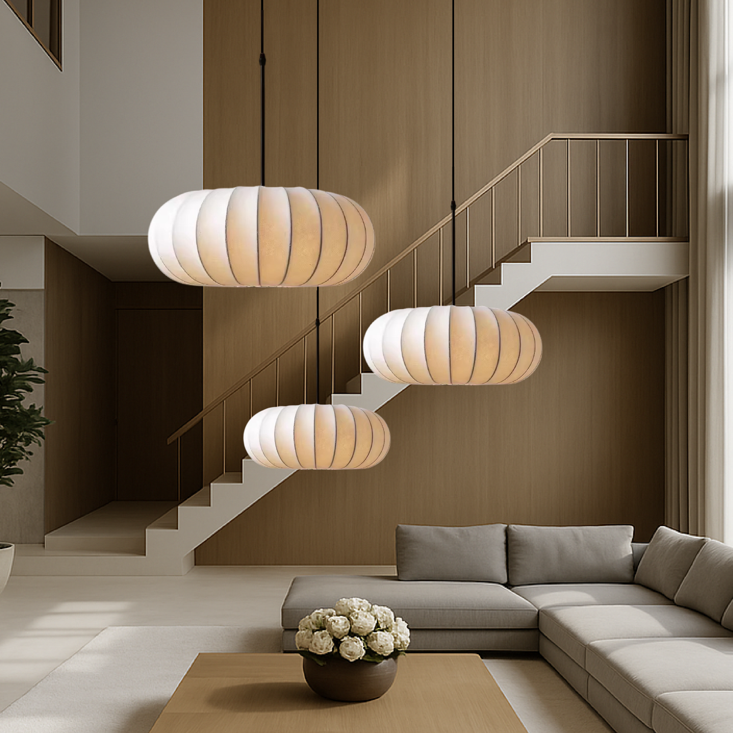 VeronaSilk | Elegant Hand-Stretched Silk Kitchen Pendant Lighting 3